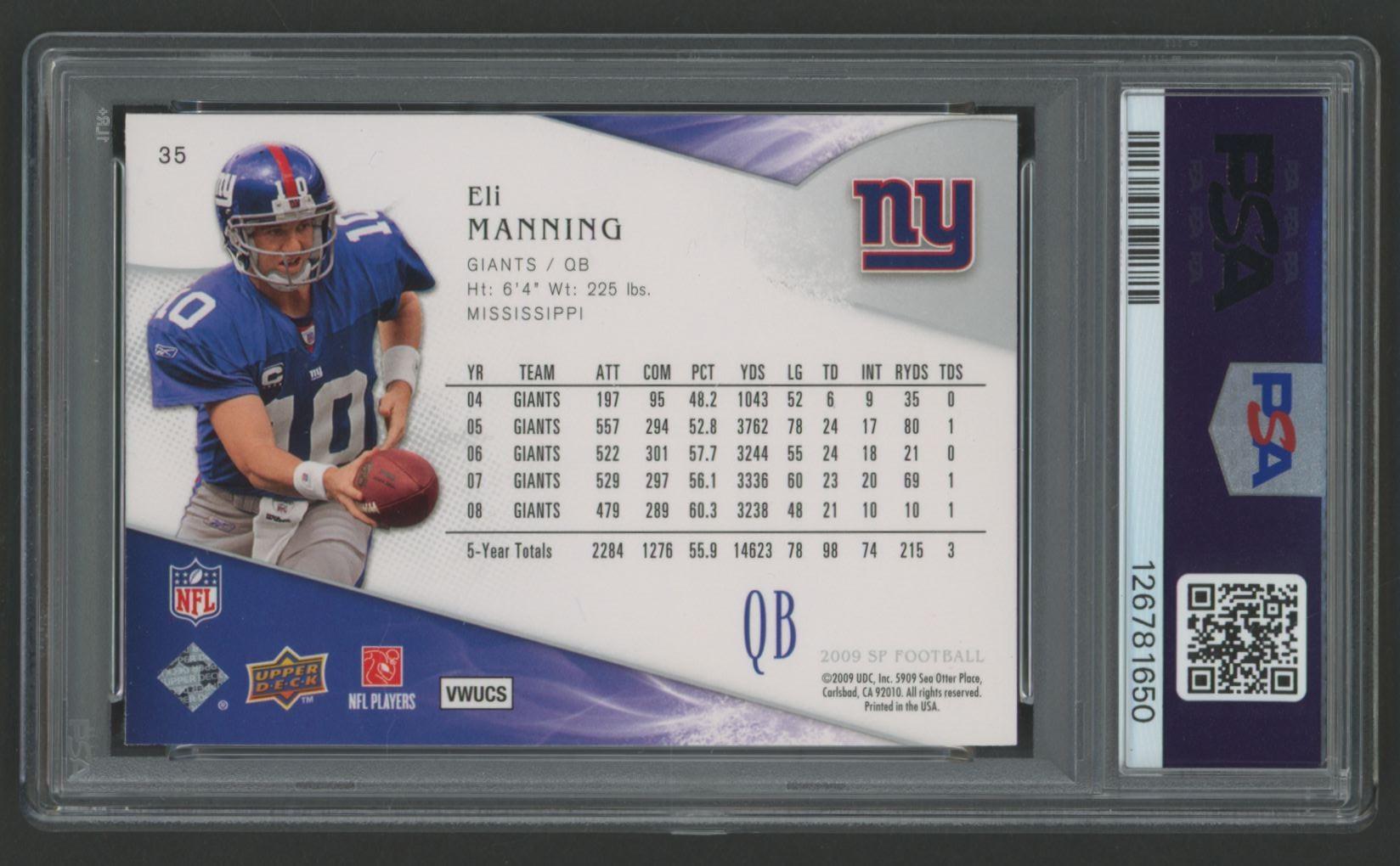 Eli Manning 2009 SP Authentic Retail #35 (PSA 10) at PristineAuction.com Eli Manning 2009 SP Authentic Retail #35 (PSA 10) at PristineAuction.com