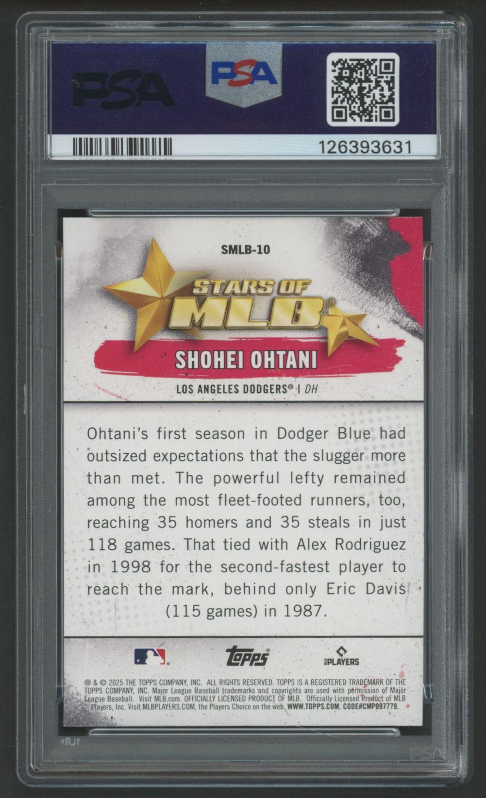 Shohei Ohtani 2025 Topps Stars of MLB #SMLB10 (PSA 5) at PristineAuction.com Shohei Ohtani 2025 Topps Stars of MLB #SMLB10 (PSA 5) at PristineAuction.com