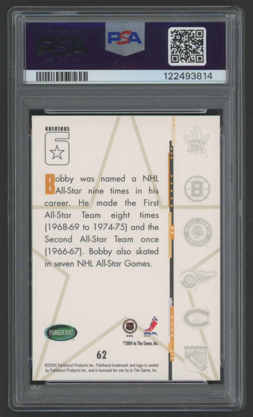 Bobby Orr 2003-04 Parkhurst Original Six Boston #62 (PSA 10) at PristineAuction.com Bobby Orr 2003-04 Parkhurst Original Six Boston #62 (PSA 10) at PristineAuction.com