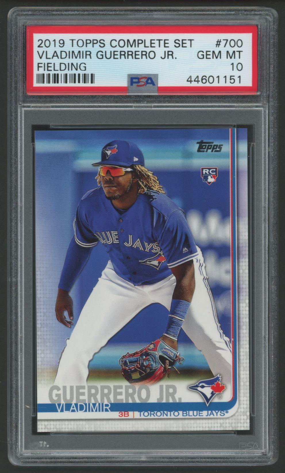 Vladimir Guerrero Jr. 2019 Topps Complete Set Fielding #700 RC (PSA 10) at PristineAuction.com Vladimir Guerrero Jr. 2019 Topps Complete Set Fielding #700 RC (PSA 10) at PristineAuction.com
