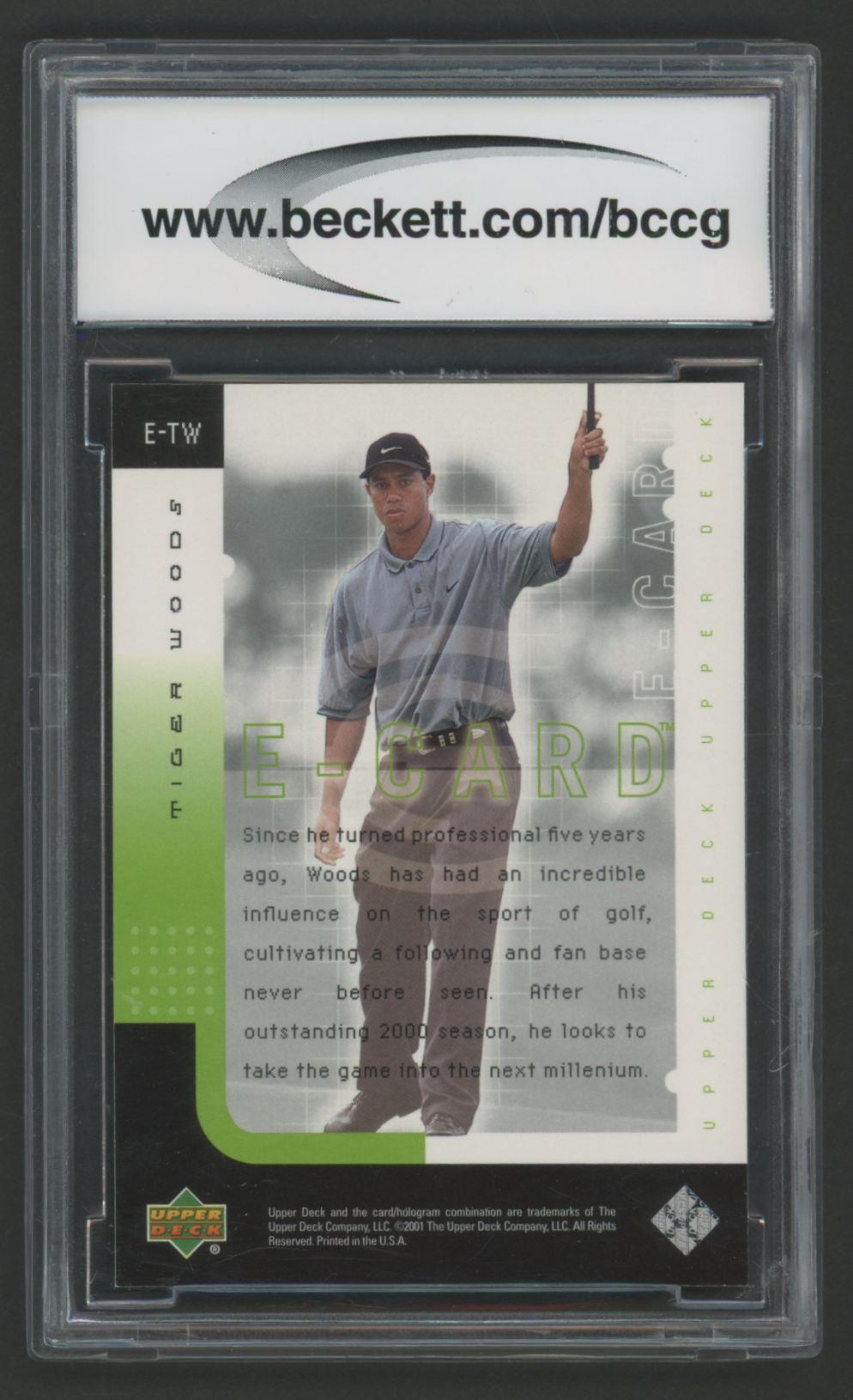 Tiger Woods 2001 Upper Deck e-Card #ETW RC (BCCG 10) at PristineAuction.com Tiger Woods 2001 Upper Deck e-Card #ETW RC (BCCG 10) at PristineAuction.com