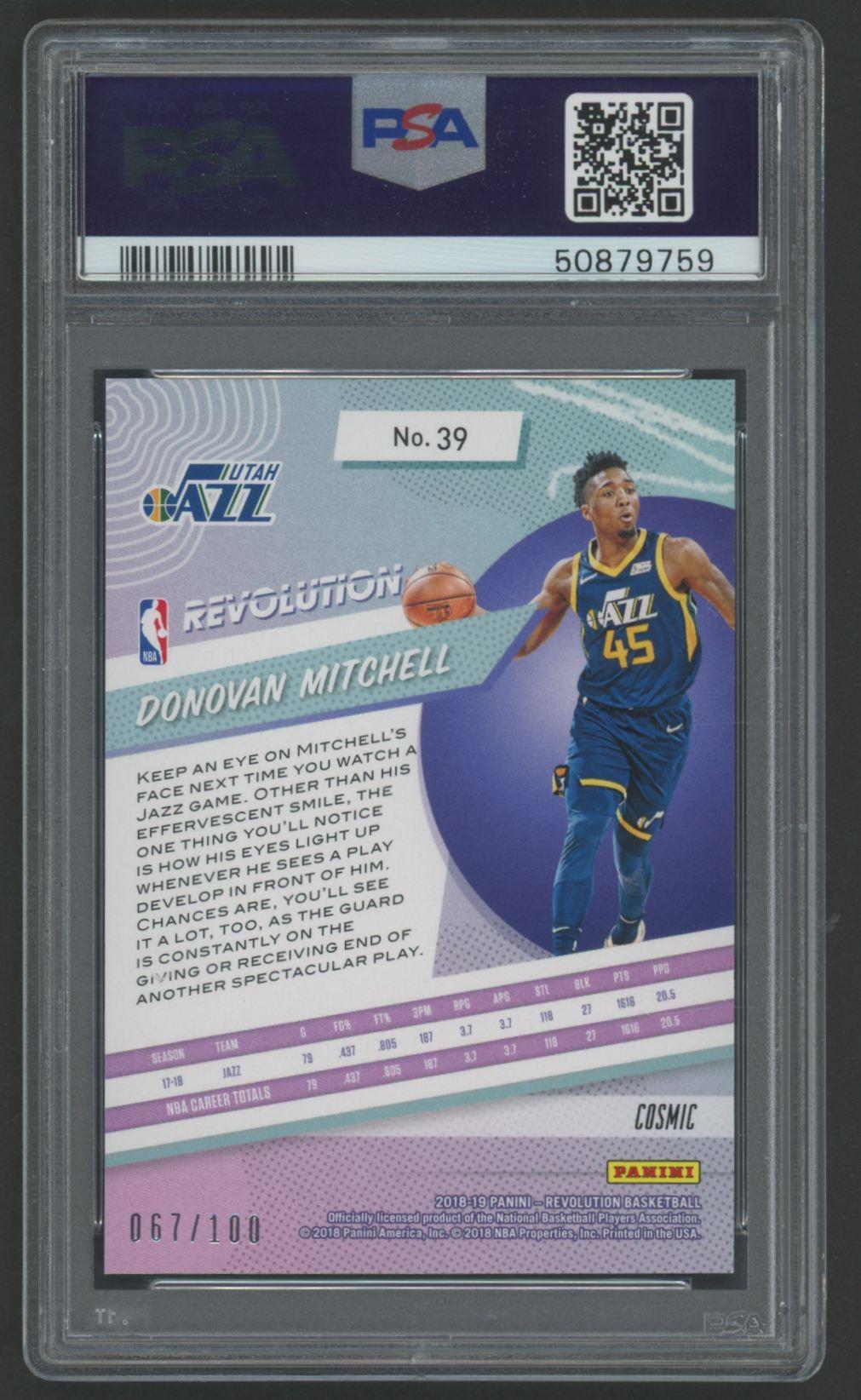 Donovan Mitchell 2018 Revolution Cosmic #39 #67/100 (PSA 10) at PristineAuction.com Donovan Mitchell 2018 Revolution Cosmic #39 #67/100 (PSA 10) at PristineAuction.com