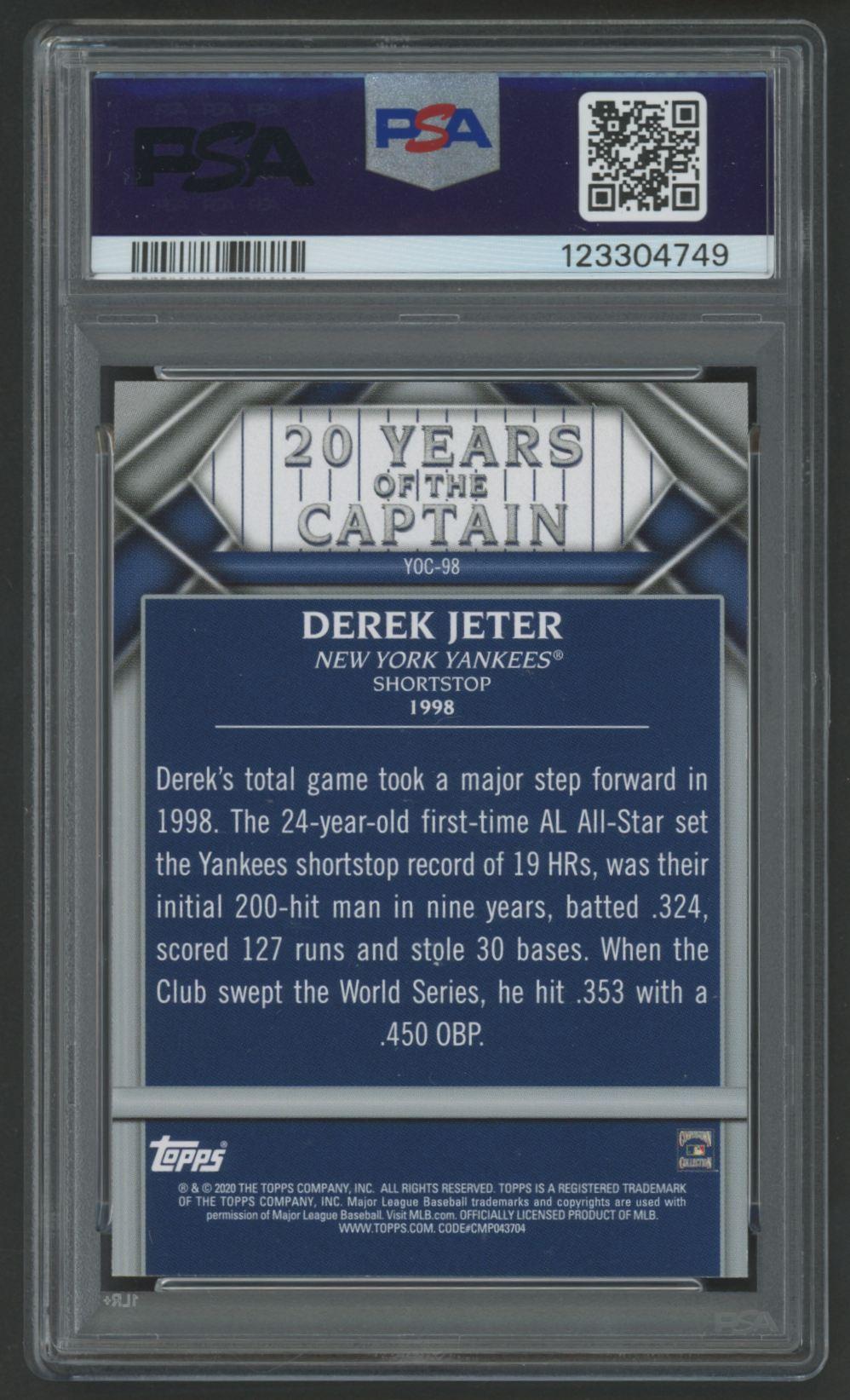 Derek Jeter 2020 Topps Update 20 Years Captain #98 (PSA 10) at PristineAuction.com Derek Jeter 2020 Topps Update 20 Years Captain #98 (PSA 10) at PristineAuction.com