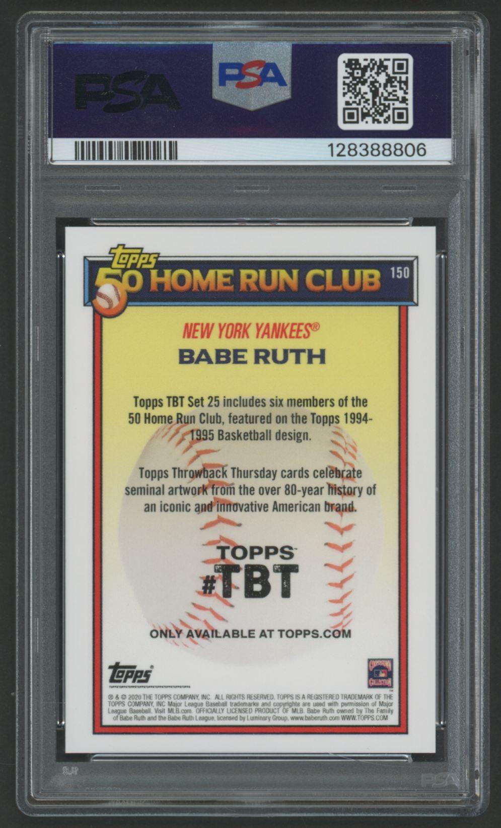Babe Ruth 2020 Topps Throwback Thursday #150 (PSA 10) at PristineAuction.com Babe Ruth 2020 Topps Throwback Thursday #150 (PSA 10) at PristineAuction.com