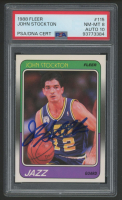 John Stockton Signed 1988 Fleer #115 RC (PSA 8 | Auto 10) at PristineAuction.com