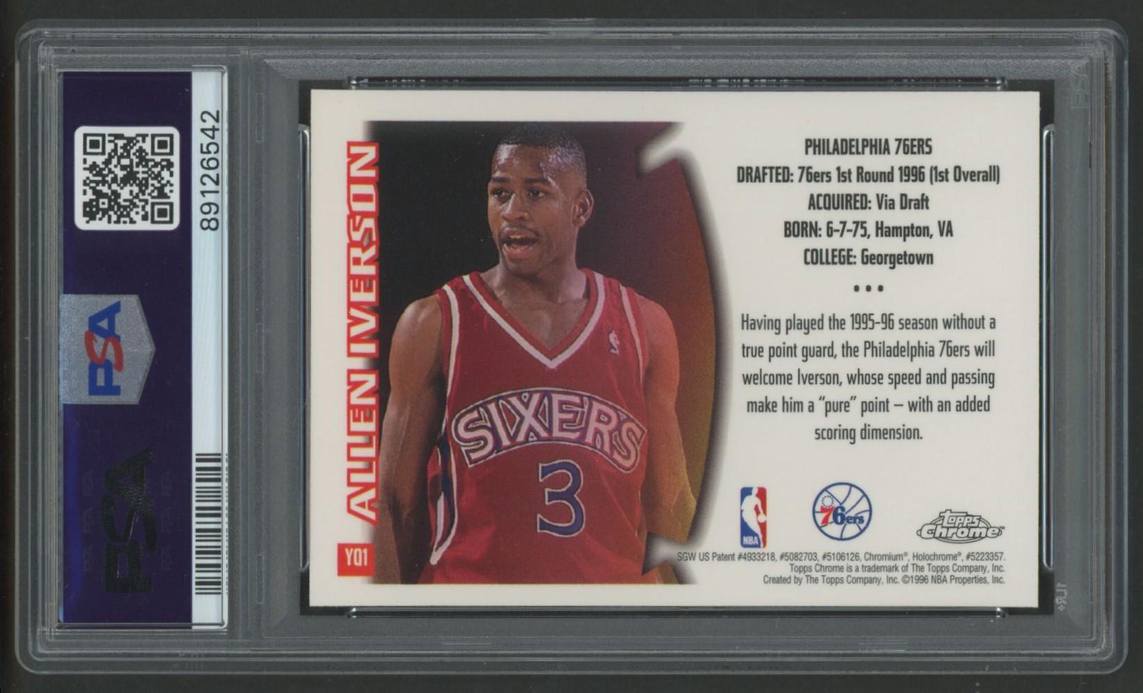 Allen Iverson 1996-97 Topps Chrome Youthquake #YQ1 RC (PSA 9) at PristineAuction.com Allen Iverson 1996-97 Topps Chrome Youthquake #YQ1 RC (PSA 9) at PristineAuction.com