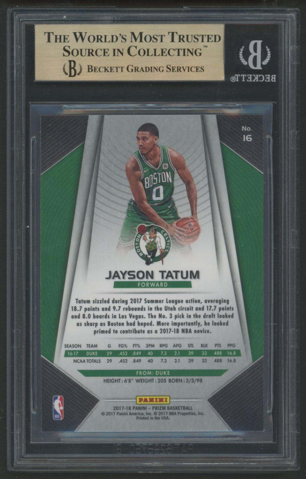 Jayson Tatum 2017-18 Panini Prizm #16 RC (BGS 9.5) at PristineAuction.com Jayson Tatum 2017-18 Panini Prizm #16 RC (BGS 9.5) at PristineAuction.com
