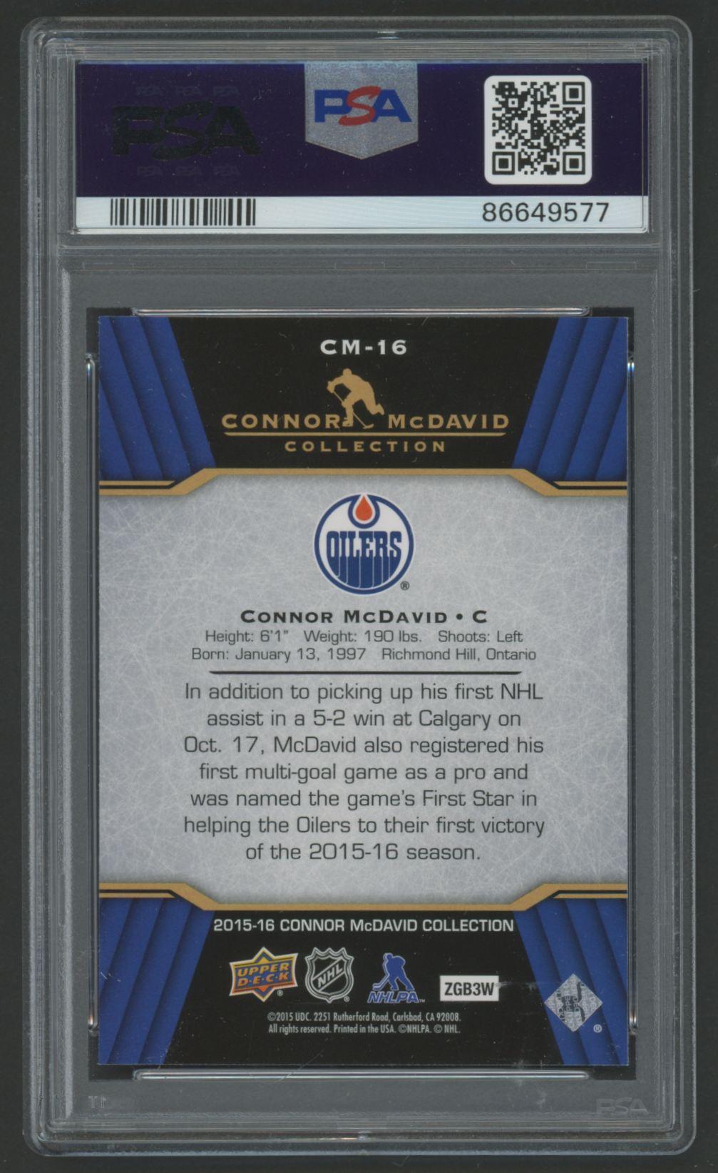 Connor McDavid 2015-16 Upper Deck Connor McDavid Collection #16 (PSA 10) at PristineAuction.com Connor McDavid 2015-16 Upper Deck Connor McDavid Collection #16 (PSA 10) at PristineAuction.com