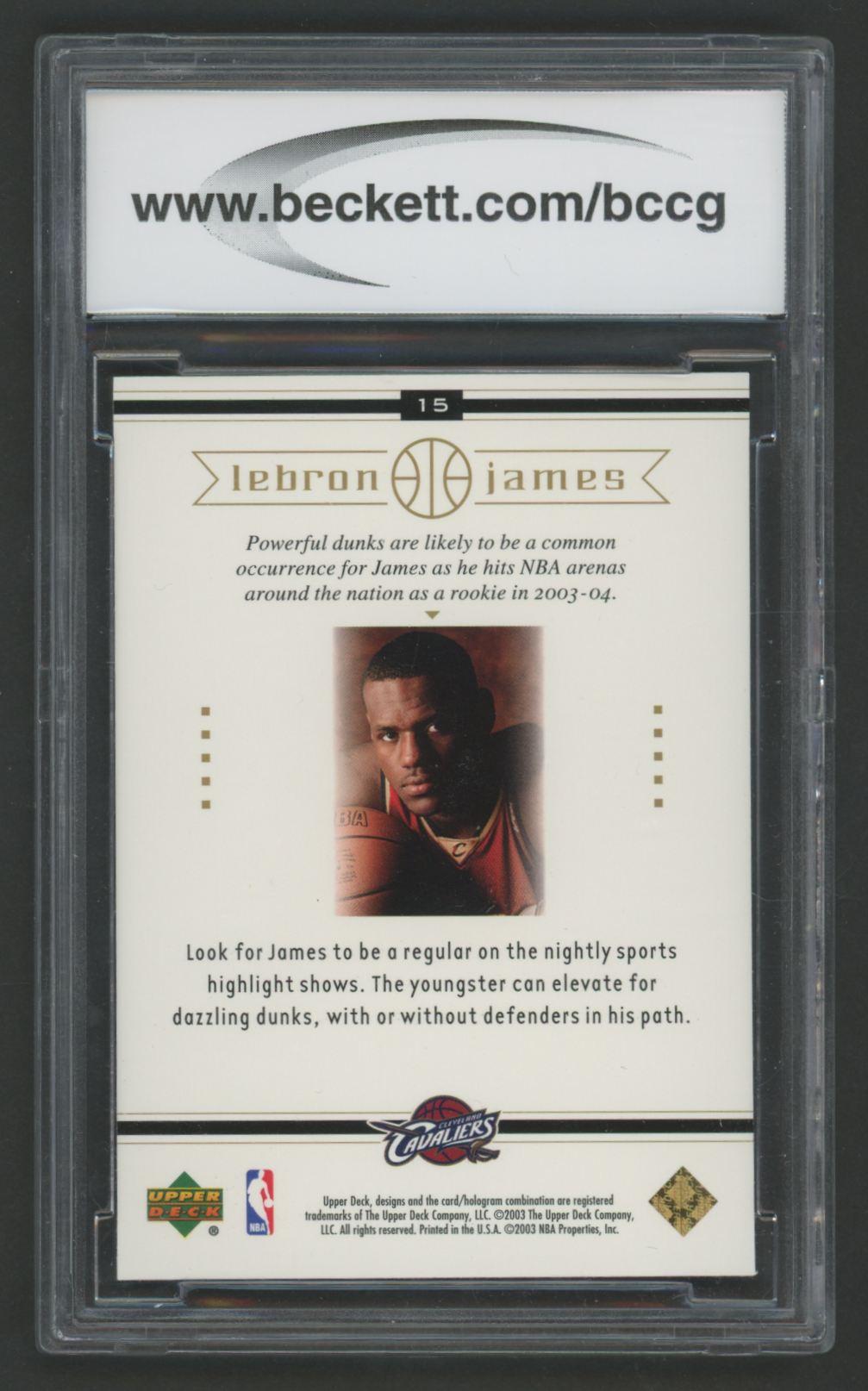 Lebron James 2003 Upper Deck Lebron James Box Set #15 RC (BCCG 10) at PristineAuction.com Lebron James 2003 Upper Deck Lebron James Box Set #15 RC (BCCG 10) at PristineAuction.com