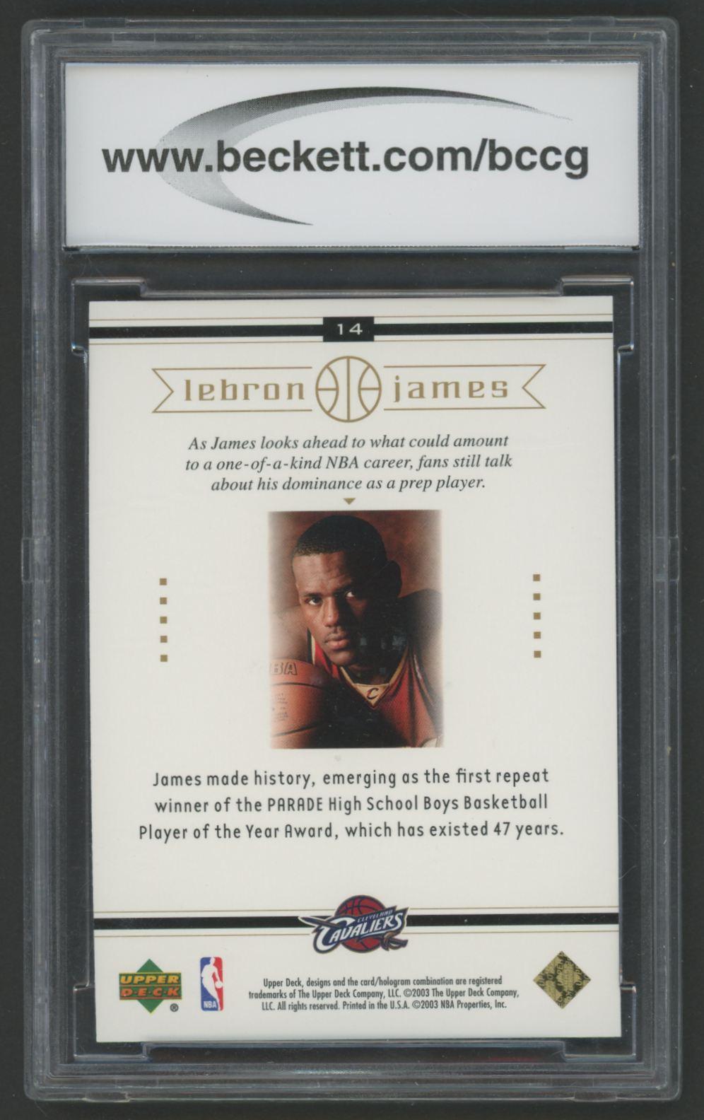 Lebron James 2003 Upper Deck Lebron James Box Set #14 RC (BCCG 10) at PristineAuction.com Lebron James 2003 Upper Deck Lebron James Box Set #14 RC (BCCG 10) at PristineAuction.com