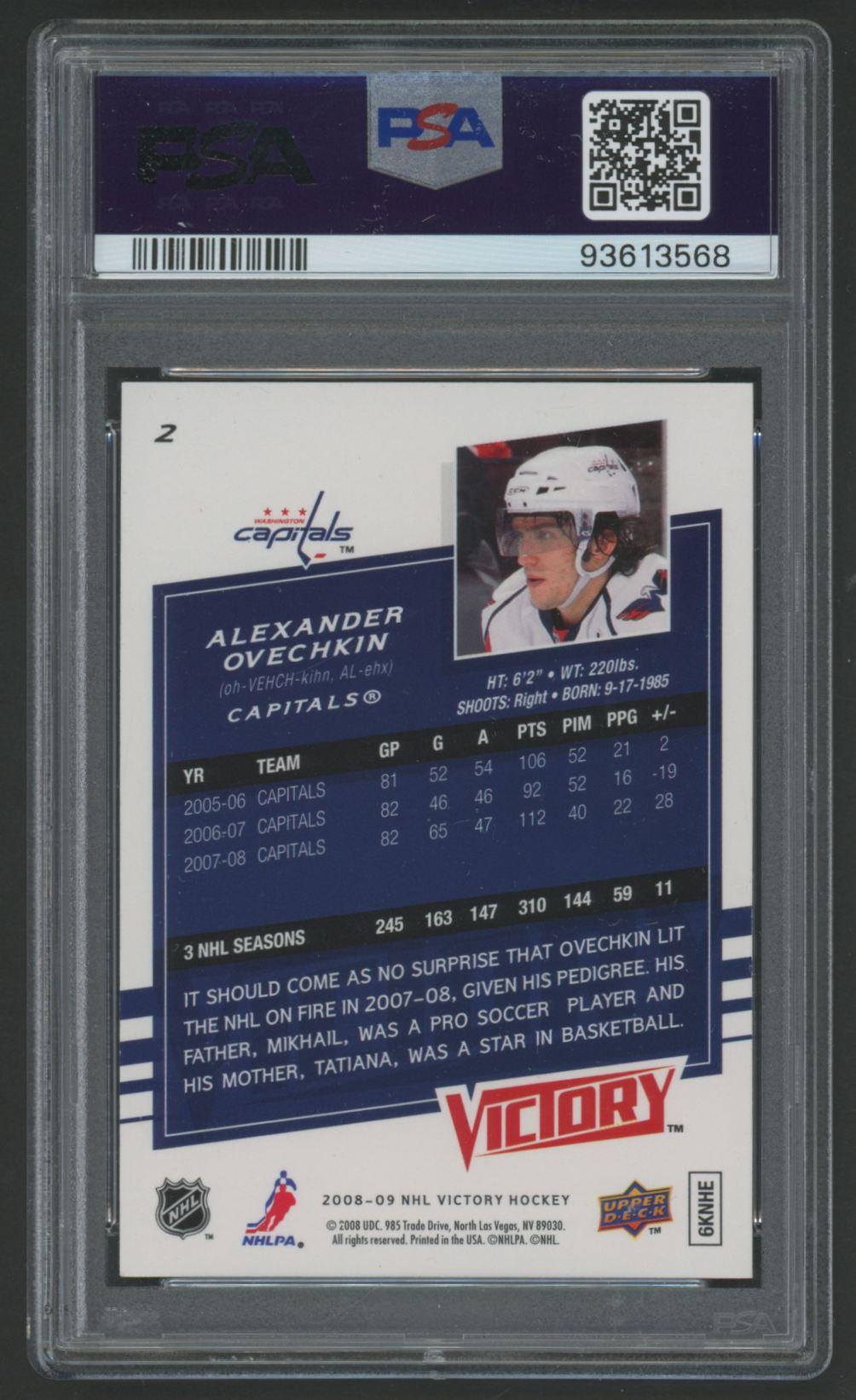Alexander Ovechkin 2008 Upper Deck Victory #2 (PSA 10) at PristineAuction.com Alexander Ovechkin 2008 Upper Deck Victory #2 (PSA 10) at PristineAuction.com
