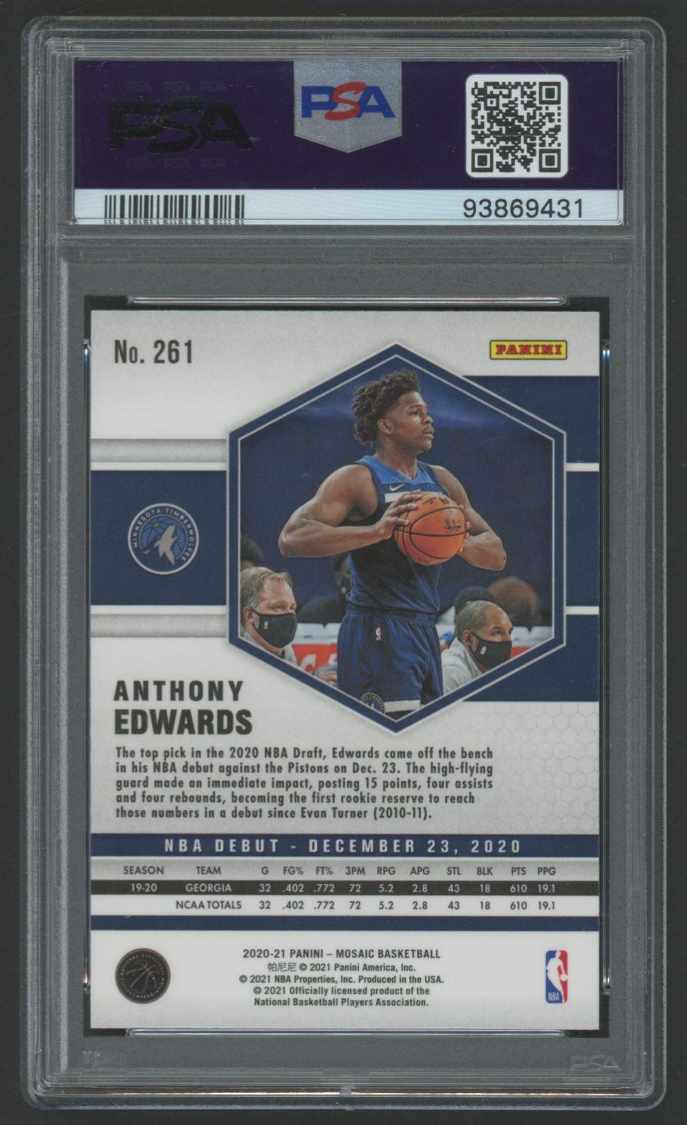 Anthony Edwards 2020 Mosaic #261 (PSA 10) at PristineAuction.com Anthony Edwards 2020 Mosaic #261 (PSA 10) at PristineAuction.com