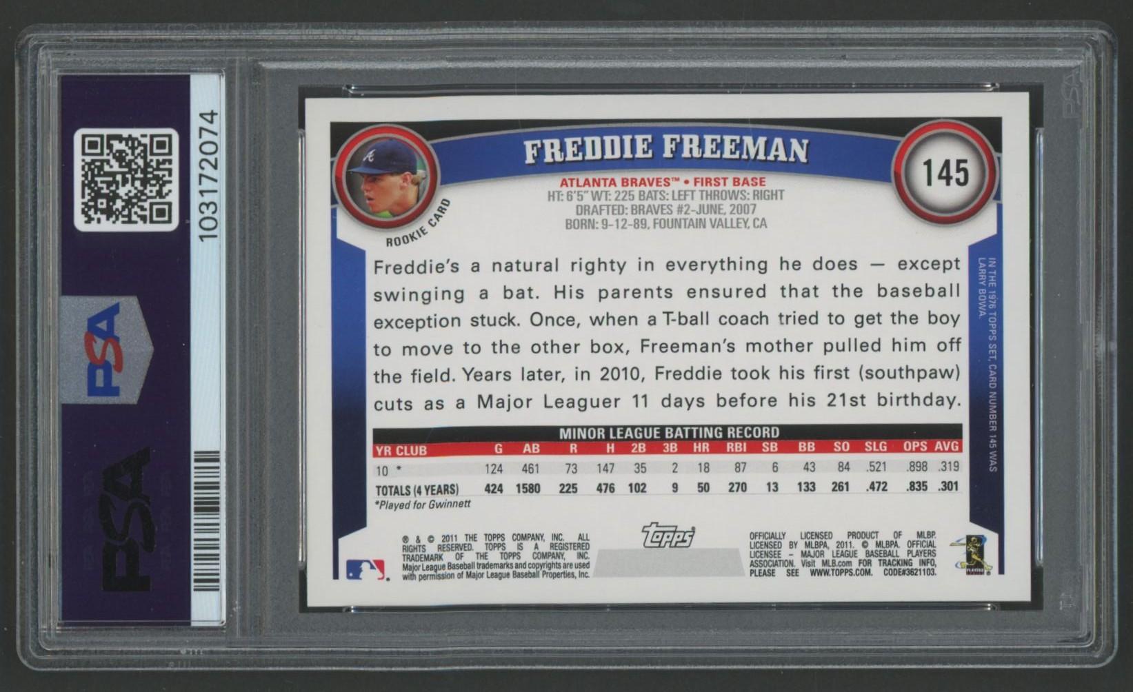 Freddie Freeman 2011 Topps #145 RC (PSA 9) at PristineAuction.com Freddie Freeman 2011 Topps #145 RC (PSA 9) at PristineAuction.com