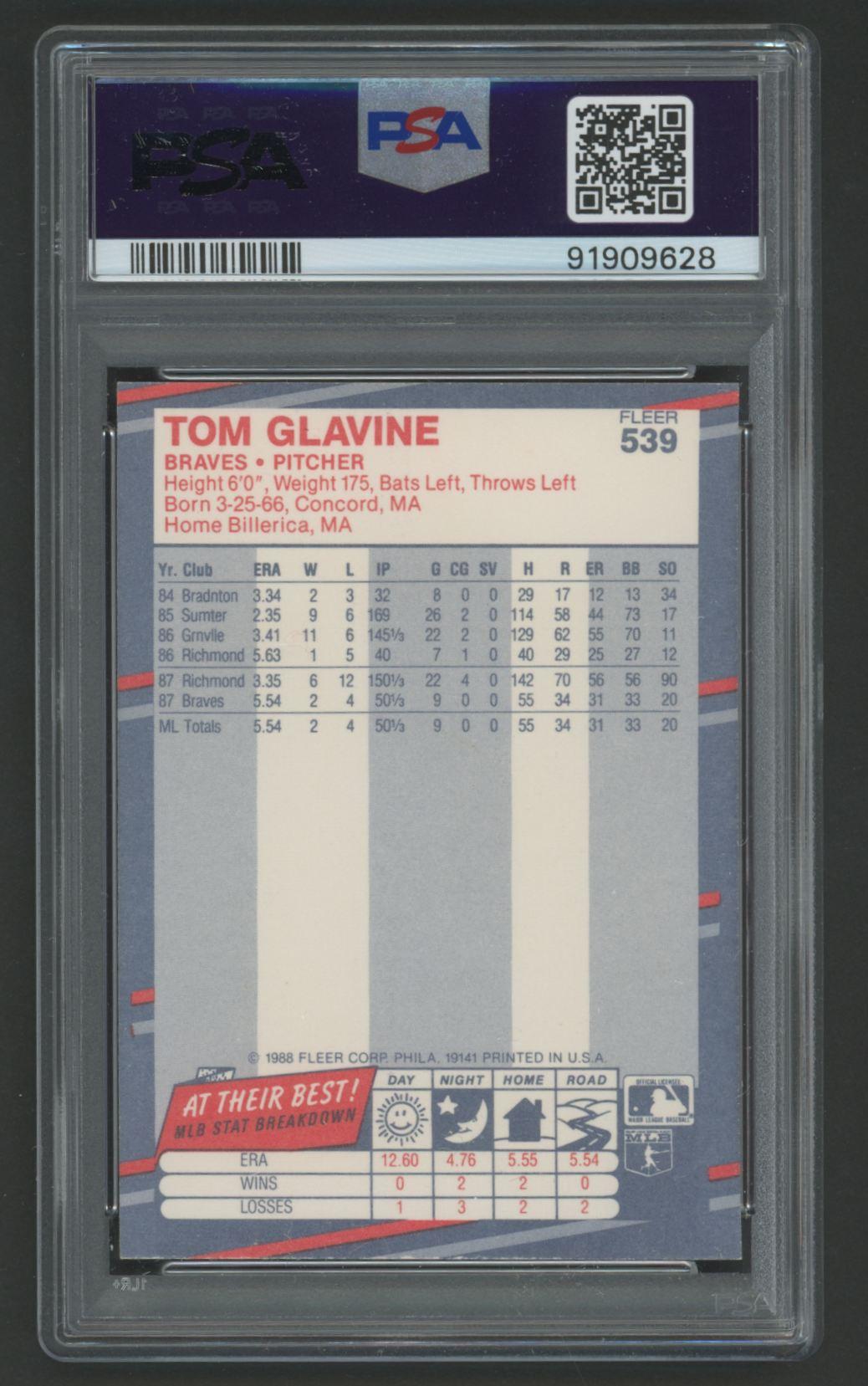 Tom Glavine 1988 Fleer #539 (PSA 10) at PristineAuction.com Tom Glavine 1988 Fleer #539 (PSA 10) at PristineAuction.com