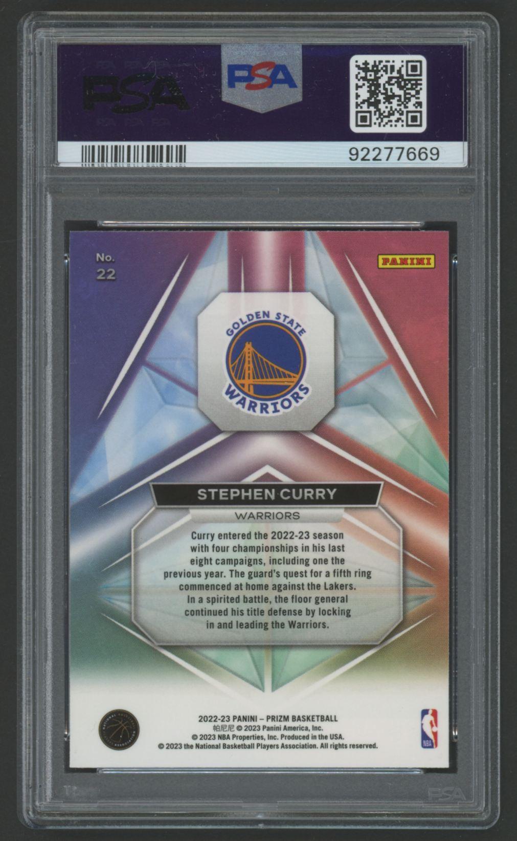 Stephen Curry 2022 Prizm Prizmatic #22 (PSA 10) at PristineAuction.com Stephen Curry 2022 Prizm Prizmatic #22 (PSA 10) at PristineAuction.com