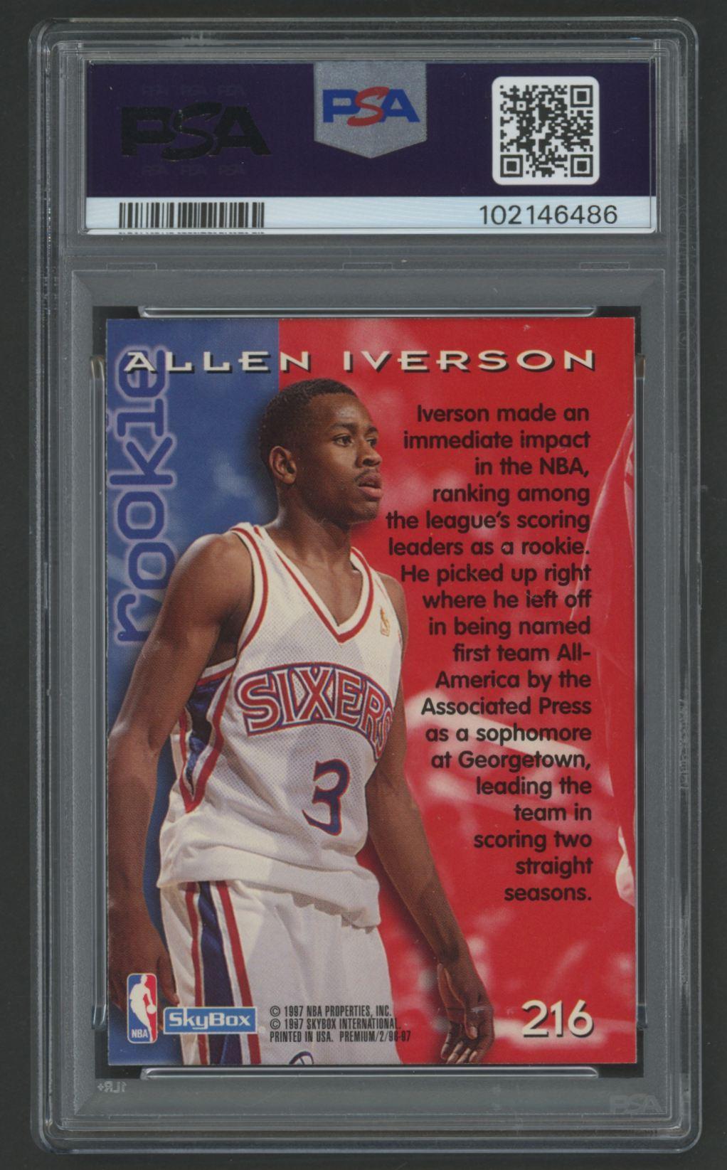 Allen Iverson 1996 Skybox Premium #216 (PSA 9) at PristineAuction.com Allen Iverson 1996 Skybox Premium #216 (PSA 9) at PristineAuction.com