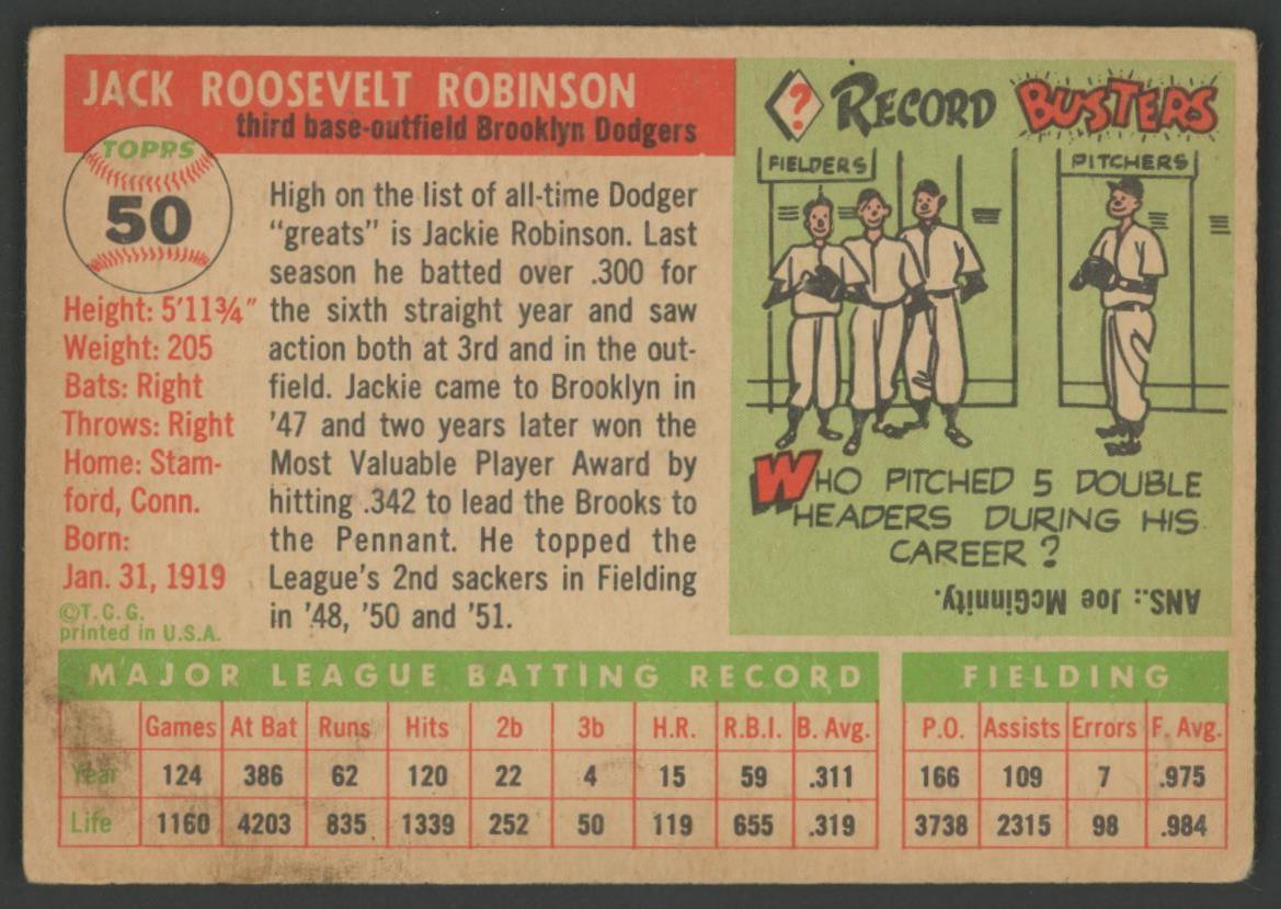 Jackie Robinson 1955 Topps #50 at PristineAuction.com Jackie Robinson 1955 Topps #50 at PristineAuction.com