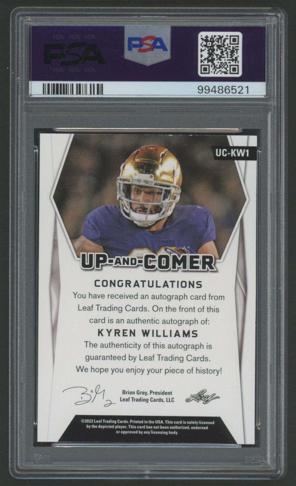 Kyren Williams 2022 Leaf Up and Comers Autograph #KW1 (PSA 9) at PristineAuction.com Kyren Williams 2022 Leaf Up and Comers Autograph #KW1 (PSA 9) at PristineAuction.com
