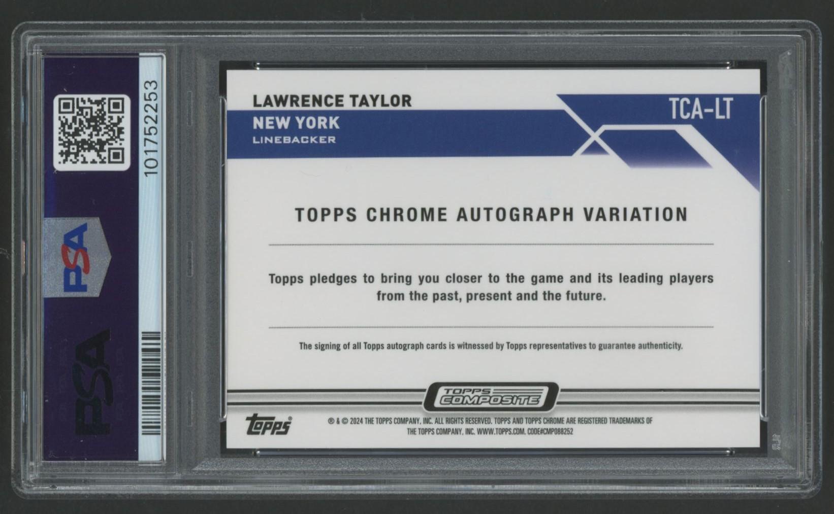Lawrence Taylor 2023 Topps Composite Chrome Autographs Red Refractors #TCALT #4/5 (PSA 9) at PristineAuction.com Lawrence Taylor 2023 Topps Composite Chrome Autographs Red Refractors #TCALT #4/5 (PSA 9) at PristineAuction.com