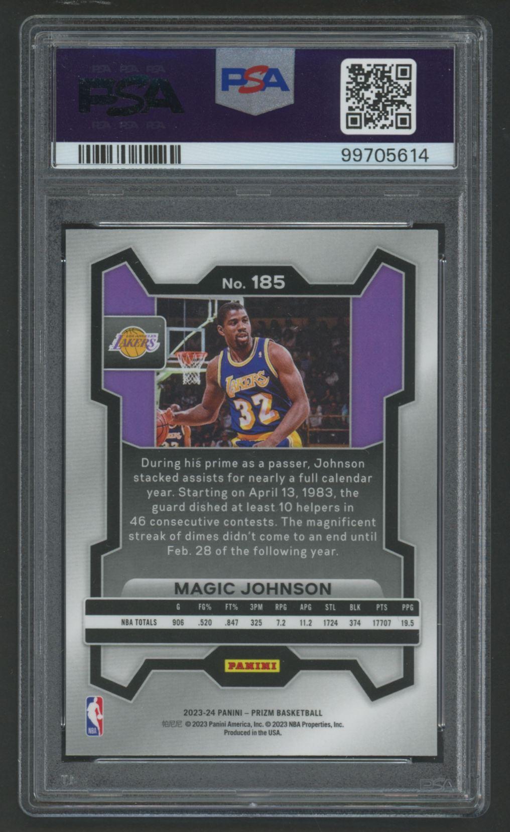 Magic Johnson 2023 Panini Prizm #185 (PSA 10) at PristineAuction.com Magic Johnson 2023 Panini Prizm #185 (PSA 10) at PristineAuction.com