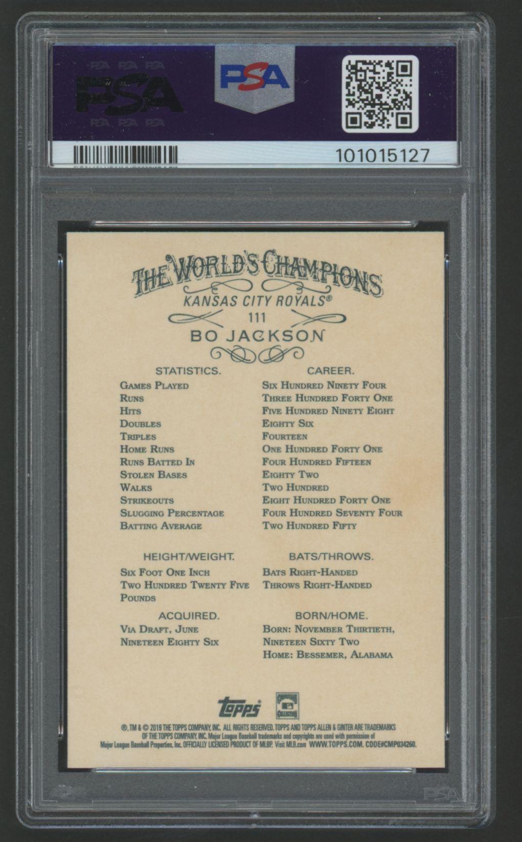 Bo Jackson 2019 Topps Allen & Ginter #111 (PSA 10) at PristineAuction.com Bo Jackson 2019 Topps Allen & Ginter #111 (PSA 10) at PristineAuction.com