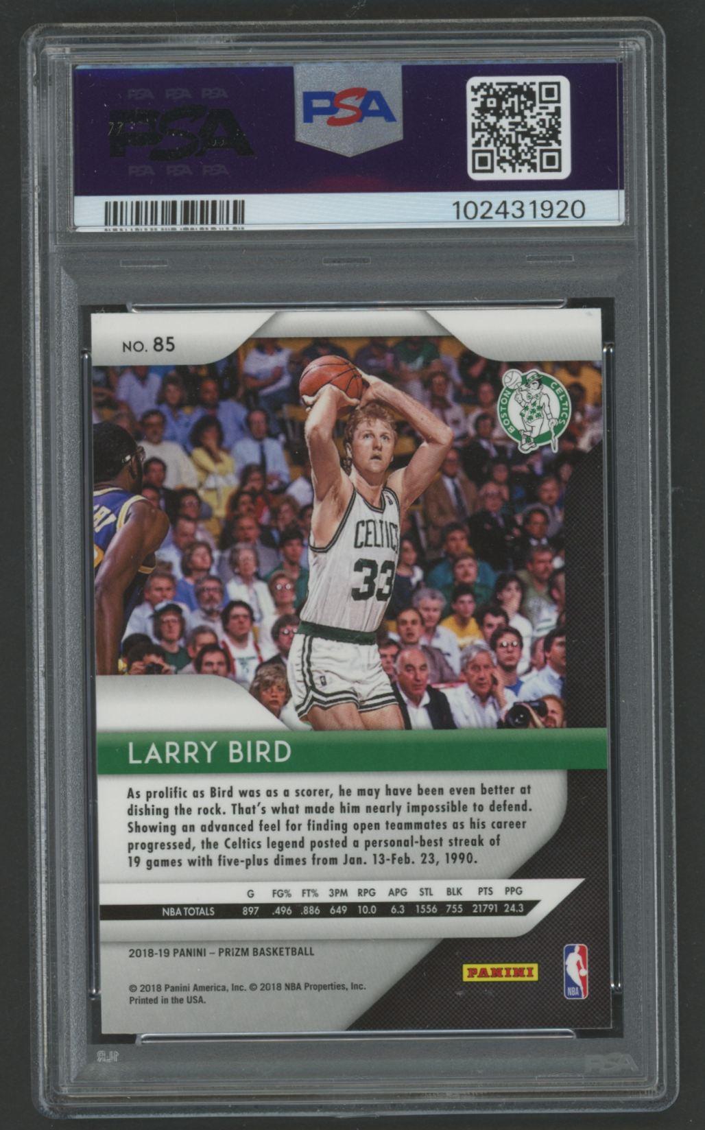 Larry Bird 2018 Panini Prizm #85 (PSA 10) at PristineAuction.com Larry Bird 2018 Panini Prizm #85 (PSA 10) at PristineAuction.com