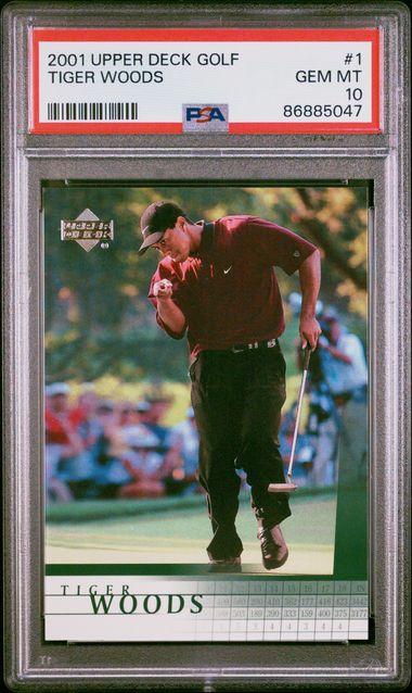Tiger Woods 2001 Upper Deck Golf #1 RC (PSA 10) at PristineAuction.com Tiger Woods 2001 Upper Deck Golf #1 RC (PSA 10) at PristineAuction.com