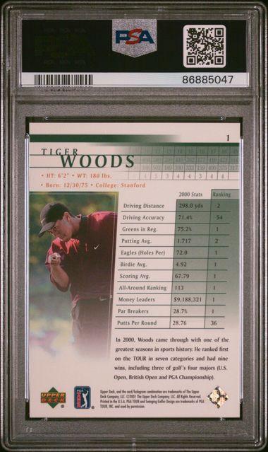 Tiger Woods 2001 Upper Deck Golf #1 RC (PSA 10) at PristineAuction.com Tiger Woods 2001 Upper Deck Golf #1 RC (PSA 10) at PristineAuction.com