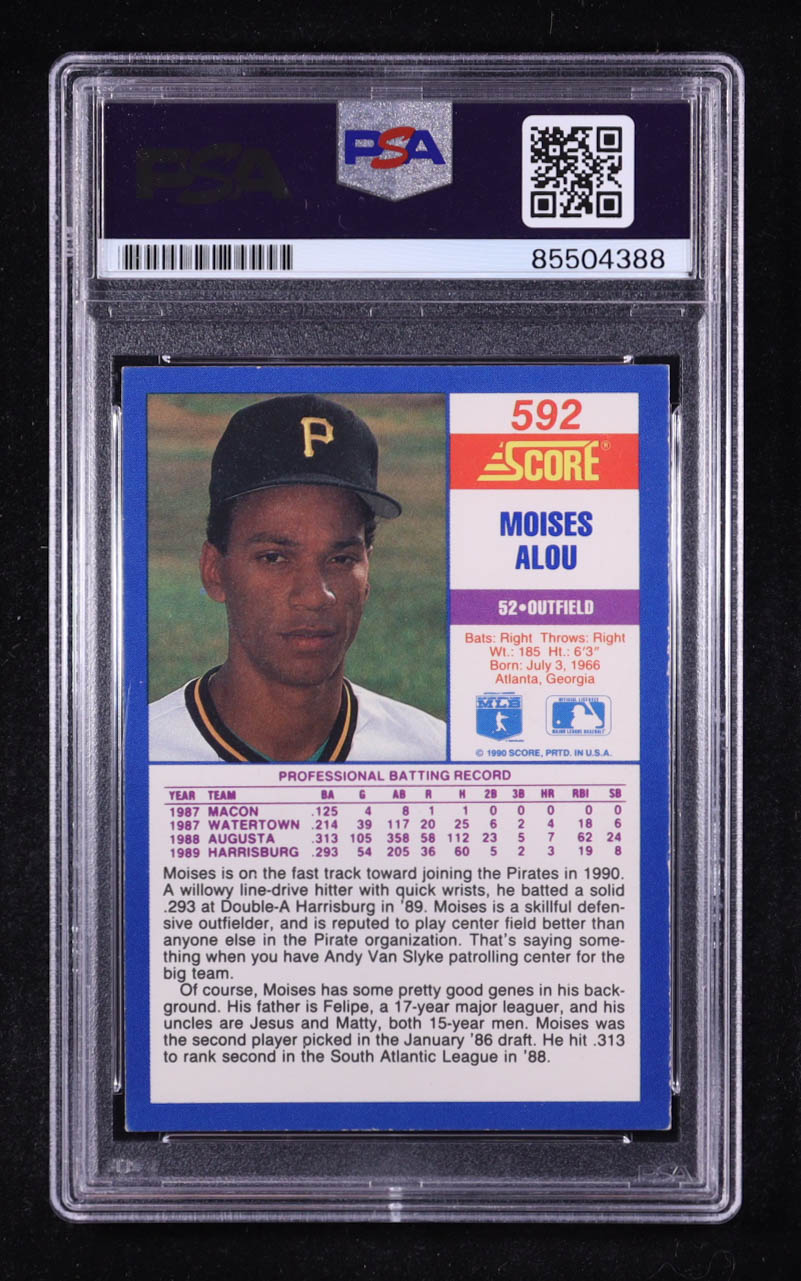 Moises Alou Signed 1990 Score #592 RC (PSA) at PristineAuction.com Moises Alou Signed 1990 Score #592 RC (PSA) at PristineAuction.com