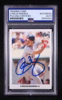 Carlos Baerga Signed 1990 Leaf #443 RC (PSA) at PristineAuction.com
