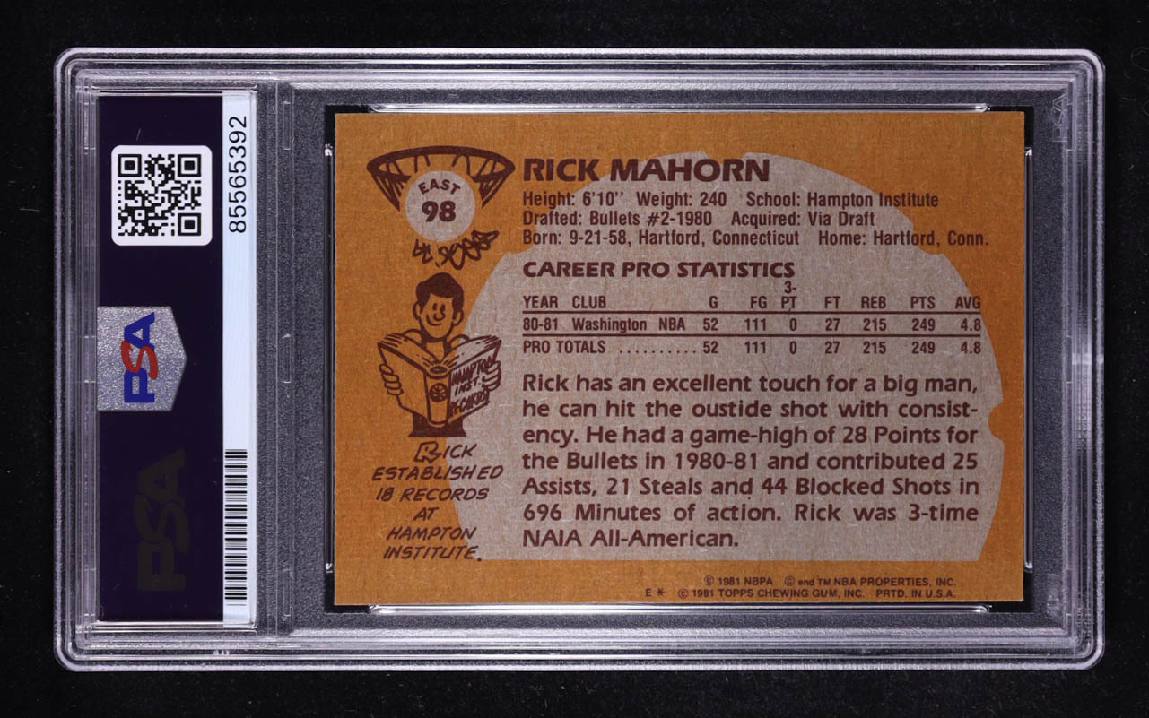 Rick Mahorn Signed 1981-82 Topps #98E RC (PSA) at PristineAuction.com Rick Mahorn Signed 1981-82 Topps #98E RC (PSA) at PristineAuction.com