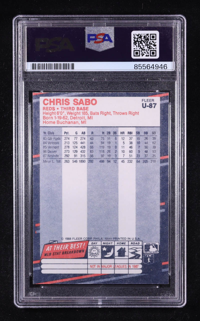 Chris Sabo Signed 1988 Fleer Update #U87 RC (PSA) at PristineAuction.com Chris Sabo Signed 1988 Fleer Update #U87 RC (PSA) at PristineAuction.com