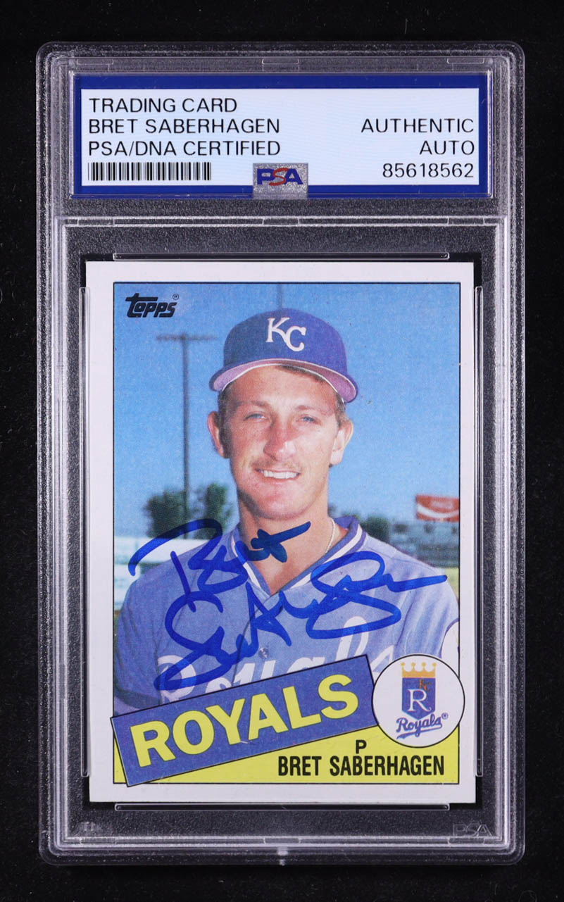 Bret Saberhagen Signed 1985 Topps #23 RC (PSA) at PristineAuction.com Bret Saberhagen Signed 1985 Topps #23 RC (PSA) at PristineAuction.com