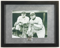 "Babe Ruth & Lou Gehrig in Yankees Dugout" Custom Framed Photo Display with Rhinestone Yankees Logo Pin at PristineAuction.com