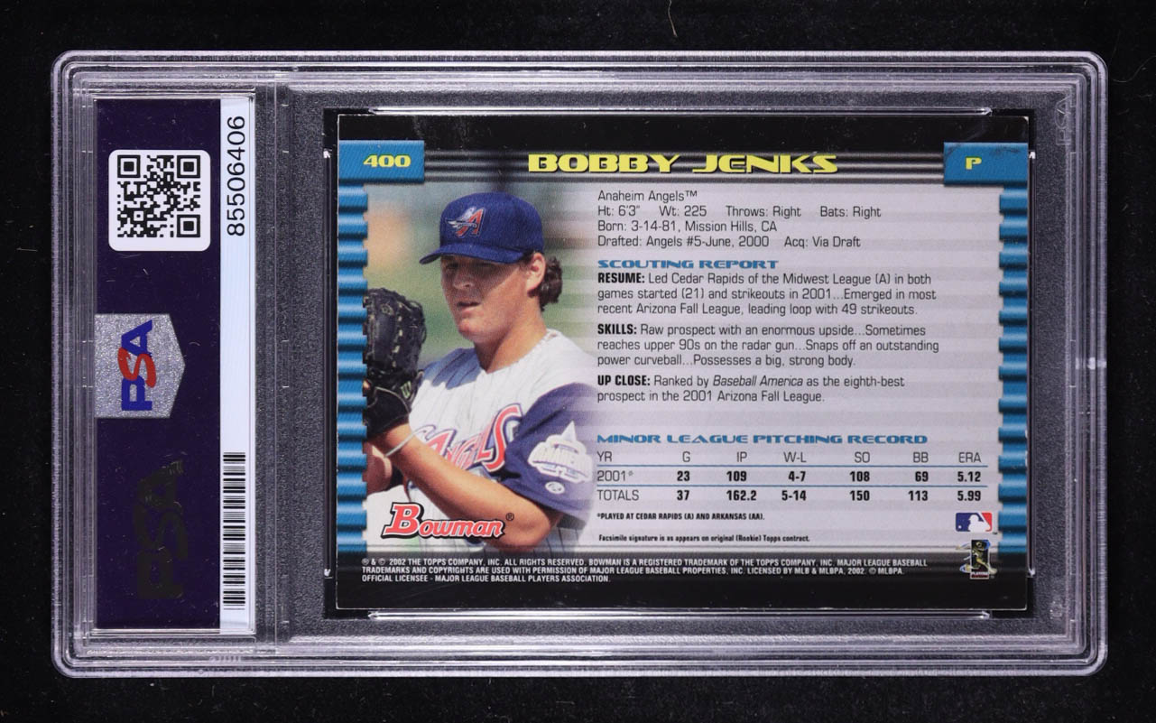 Bobby Jenks Signed 2002 Bowman #400 RC (PSA) at PristineAuction.com Bobby Jenks Signed 2002 Bowman #400 RC (PSA) at PristineAuction.com