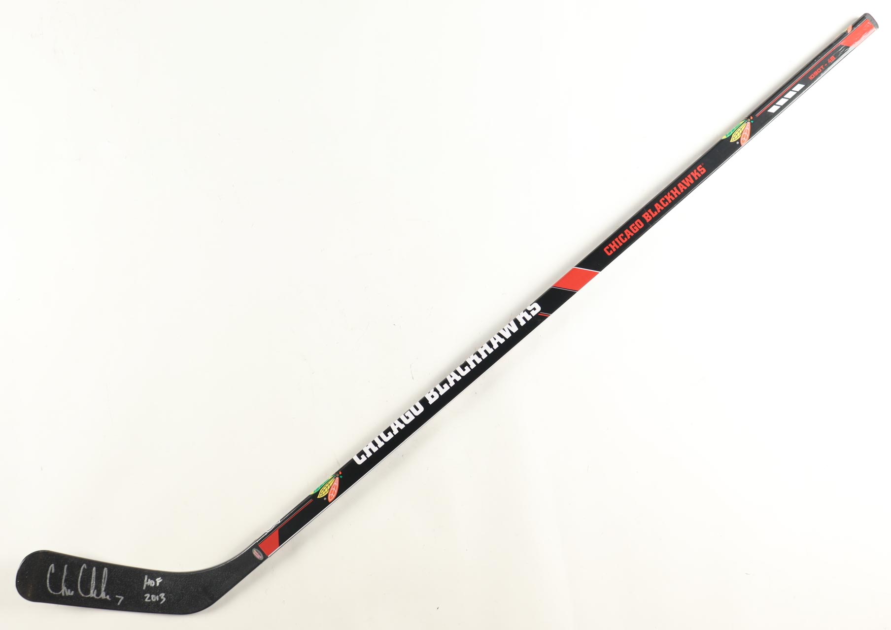 Chris Chelios Signed Blackhawks Hockey Stick Inscribed "HOF 2013" (Schwartz) at PristineAuction.com Chris Chelios Signed Blackhawks Hockey Stick Inscribed "HOF 2013" (Schwartz) at PristineAuction.com