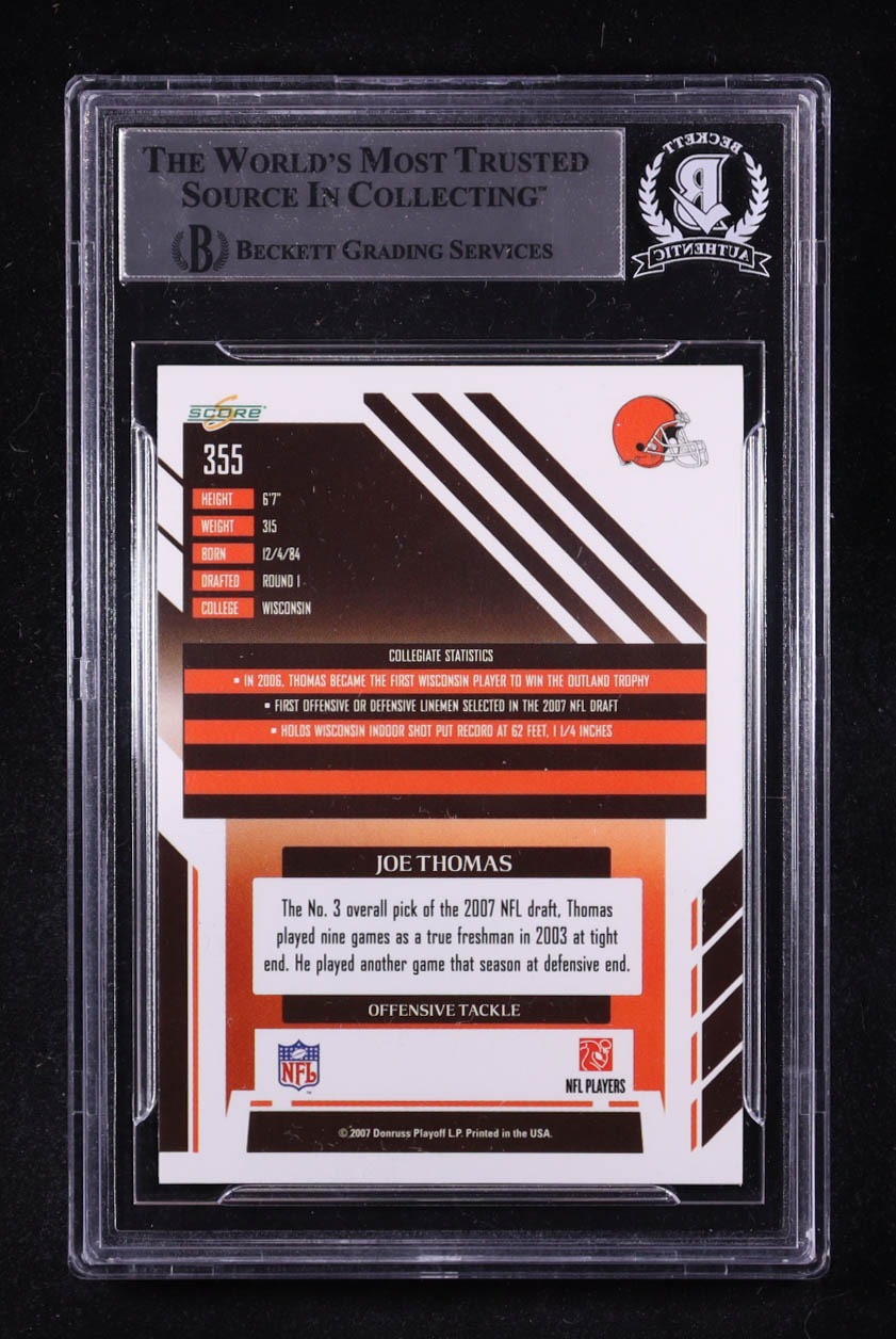 Joe Thomas Signed 2007 Score #355 RC (BGS) at PristineAuction.com Joe Thomas Signed 2007 Score #355 RC (BGS) at PristineAuction.com