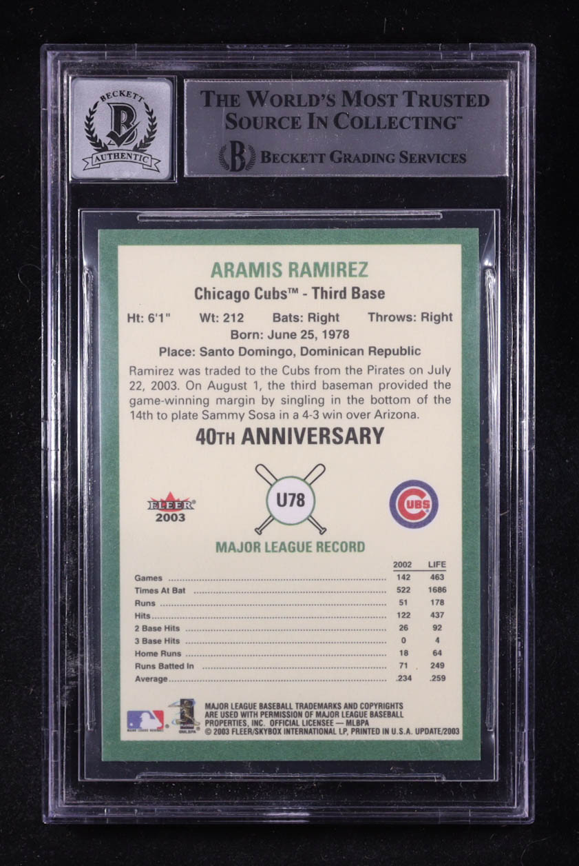 Aramis Ramirez Signed 2003 Fleer Tradition Update #78 (BGS | Auto Grade 10) at PristineAuction.com Aramis Ramirez Signed 2003 Fleer Tradition Update #78 (BGS | Auto Grade 10) at PristineAuction.com