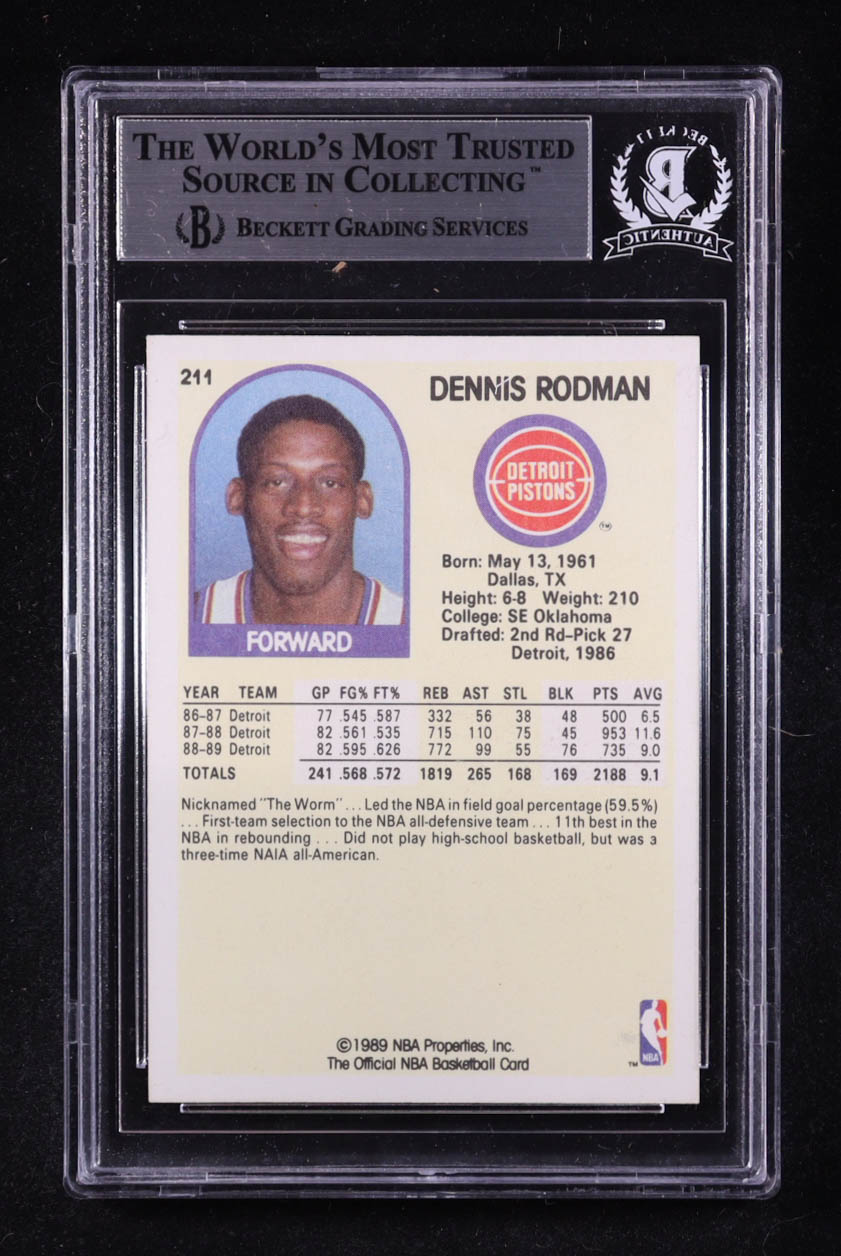 Dennis Rodman Signed 1989-90 Hoops #211 (BGS) at PristineAuction.com Dennis Rodman Signed 1989-90 Hoops #211 (BGS) at PristineAuction.com