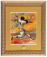 "The Say Hey Kid: Willie Mays" Custom Framed Leroy Neiman Art Print Display with Giants Polo Grounds Pin at PristineAuction.com