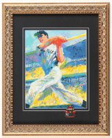 Joe DiMaggio Yankees Custom Framed Leroy Neiman Art Print Display With 1939 Official World Series Pin at PristineAuction.com