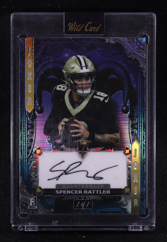 Spencer Rattler 2024 Wild Card 7 Card Studs Joker Auto #A7CJ-SR RC #1/1 at PristineAuction.com Spencer Rattler 2024 Wild Card 7 Card Studs Joker Auto #A7CJ-SR RC #1/1 at PristineAuction.com