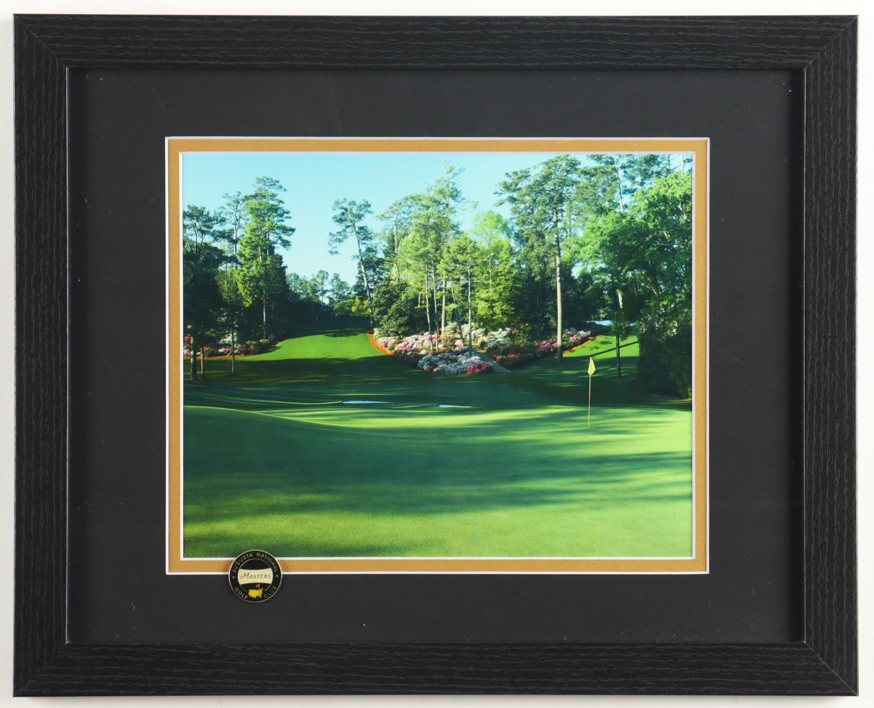 "The Masters Augusta National Golf Course" Custom Framed Photo Display with Masters Pin at PristineAuction.com "The Masters Augusta National Golf Course" Custom Framed Photo Display with Masters Pin at PristineAuction.com
