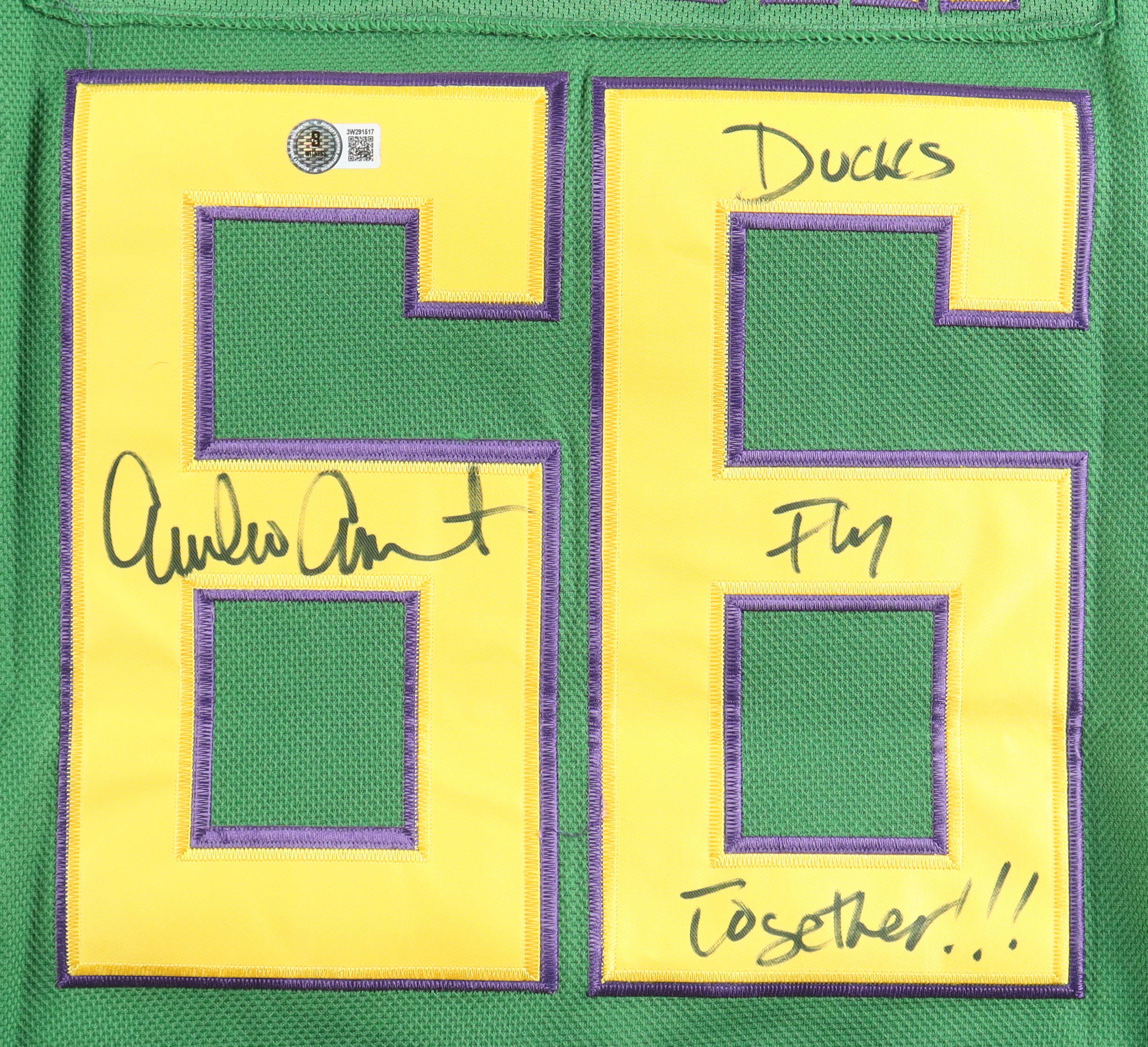 Emilio Estevez Signed "The Mighty Ducks" Jersey Inscribed "Ducks Fly Together!!!" (Beckett) at PristineAuction.com Emilio Estevez Signed "The Mighty Ducks" Jersey Inscribed "Ducks Fly Together!!!" (Beckett) at PristineAuction.com