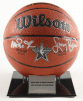 Magic Johnson & Larry Bird Signed NBA Silver All-Star Logo Basketball with Display Stand (Beckett & PSA) at PristineAuction.com