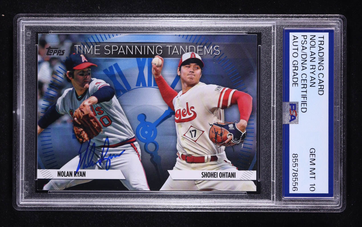 Nolan Ryan Signed 2023 Topps Time Spanning Tandems With Shohei Ohtani #TS-20 (PSA | Autograph Graded PSA 10) at PristineAuction.com Nolan Ryan Signed 2023 Topps Time Spanning Tandems With Shohei Ohtani #TS-20 (PSA | Autograph Graded PSA 10) at PristineAuction.com