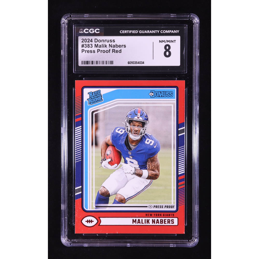Malik Nabers 2024 Donruss Press Proof Red #383 RR RC (CGC 8) at PristineAuction.com