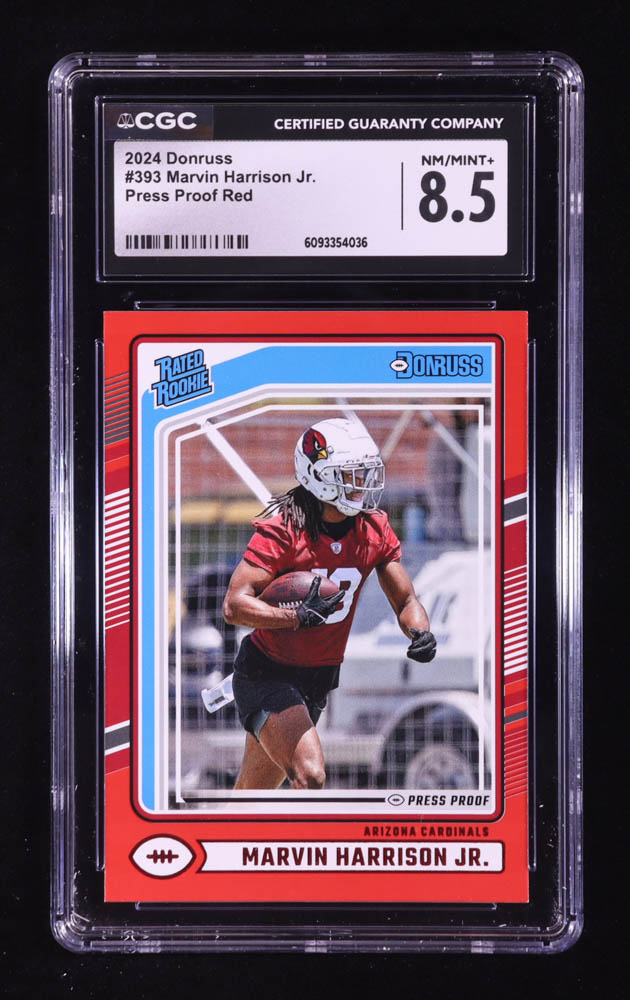 Marvin Harrison Jr. 2024 Donruss Press Proof Red #393 RR RC (CGC 8.5) at PristineAuction.com Marvin Harrison Jr. 2024 Donruss Press Proof Red #393 RR RC (CGC 8.5) at PristineAuction.com