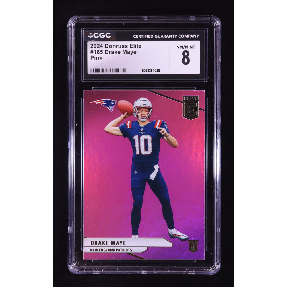 Drake Maye 2024 Elite Pink #185 RC (CGC 8) at PristineAuction.com