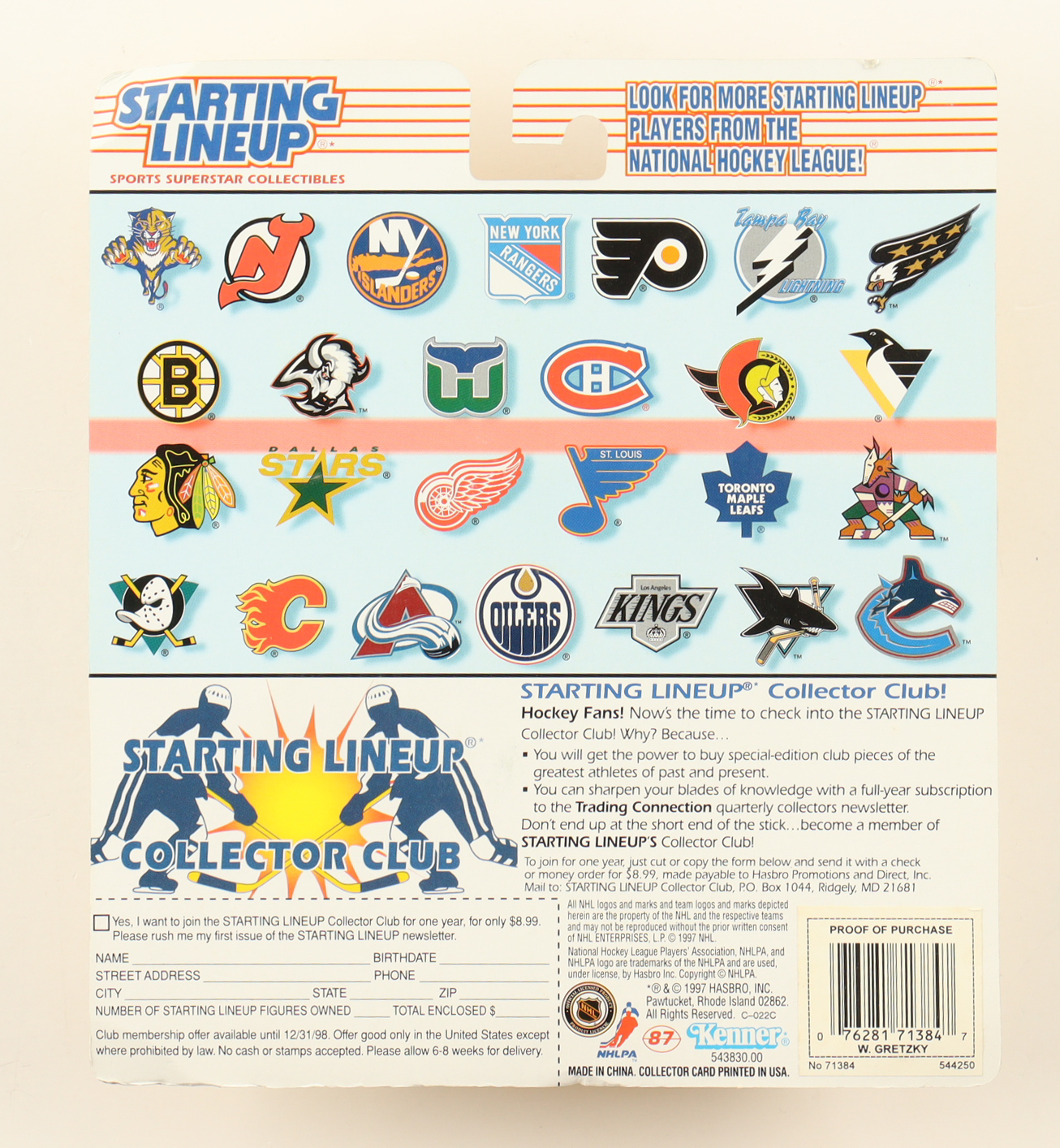 Wayne Gretzky 1997 Starting Lineup "Sports Superstar Collectibles" Action Figure with Trading Card at PristineAuction.com Wayne Gretzky 1997 Starting Lineup "Sports Superstar Collectibles" Action Figure with Trading Card at PristineAuction.com
